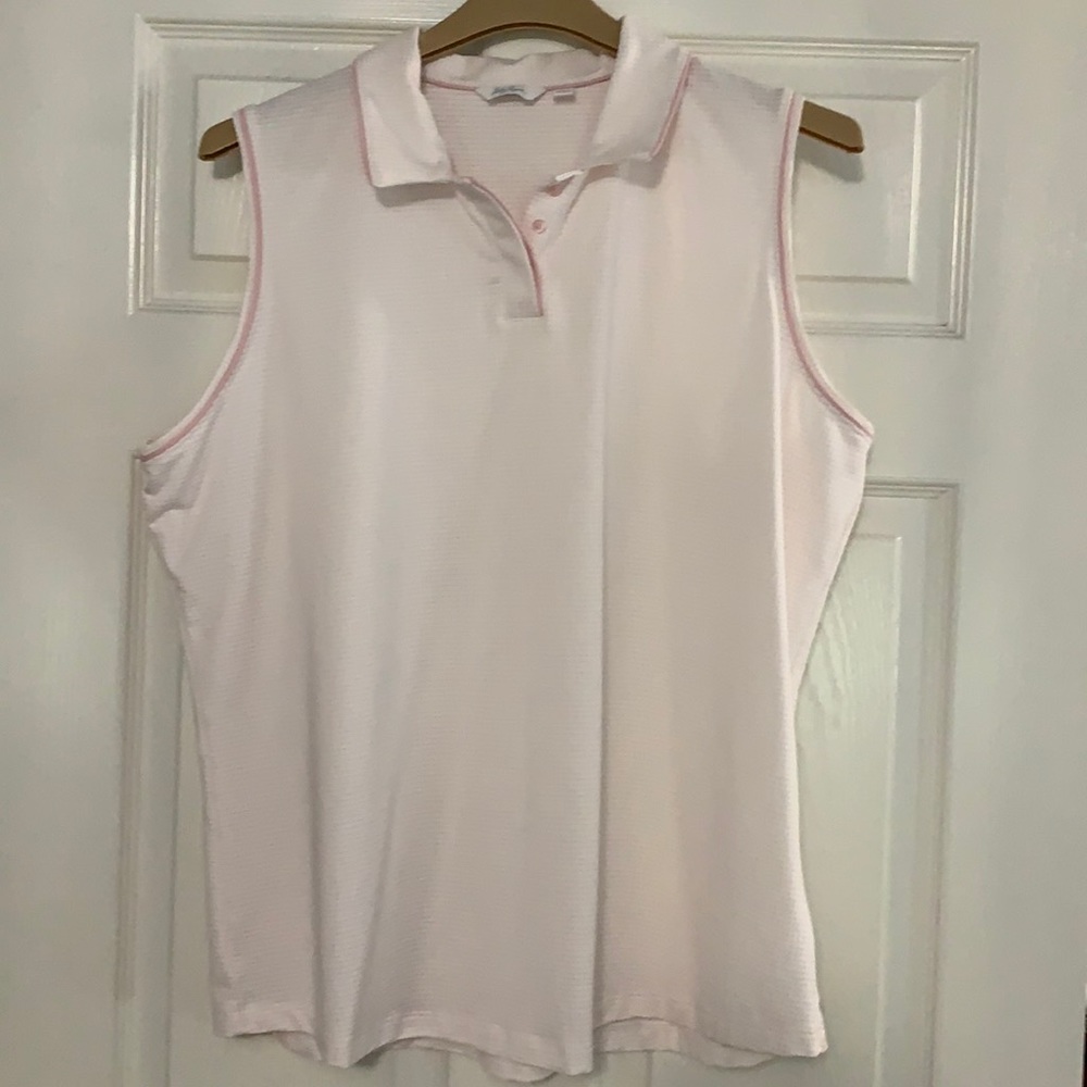 Lady Hagen Pink & White patterned XXL sleeveless Golf Shirt